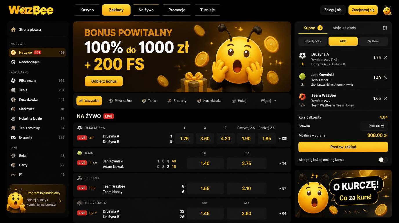 Pierwszy bonus, wiele opcji zakładów i efekt emocji „o kurczę”