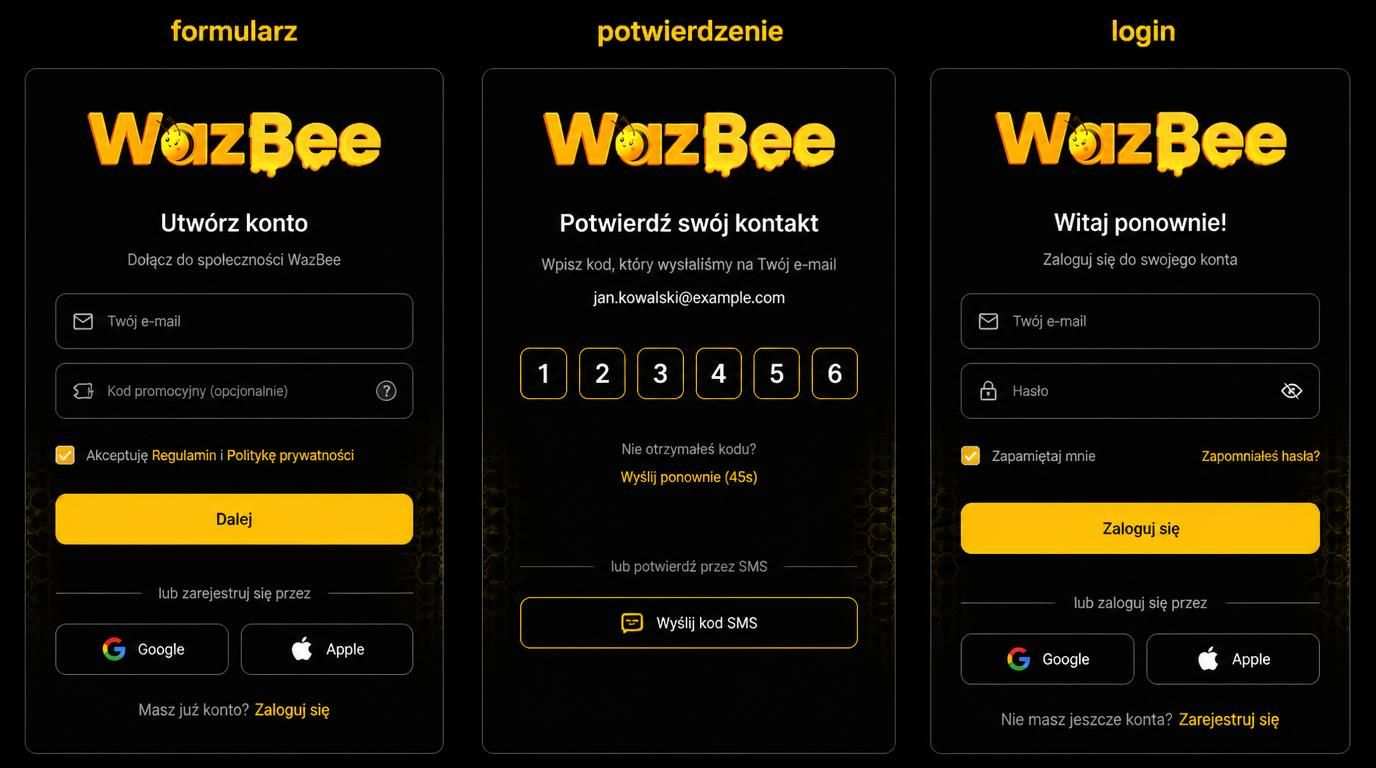 Formularz rejestracji i potwierdzenia konta
